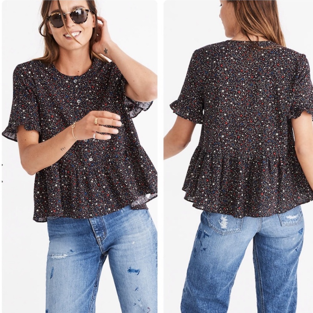 Madewell star ruffle peplum blouse, Medium - Picture 1 of 5